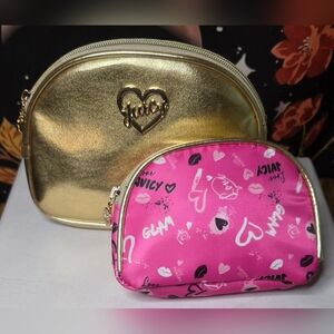 Juicy Couture Gold and Pink Cosmetic Bag Duo